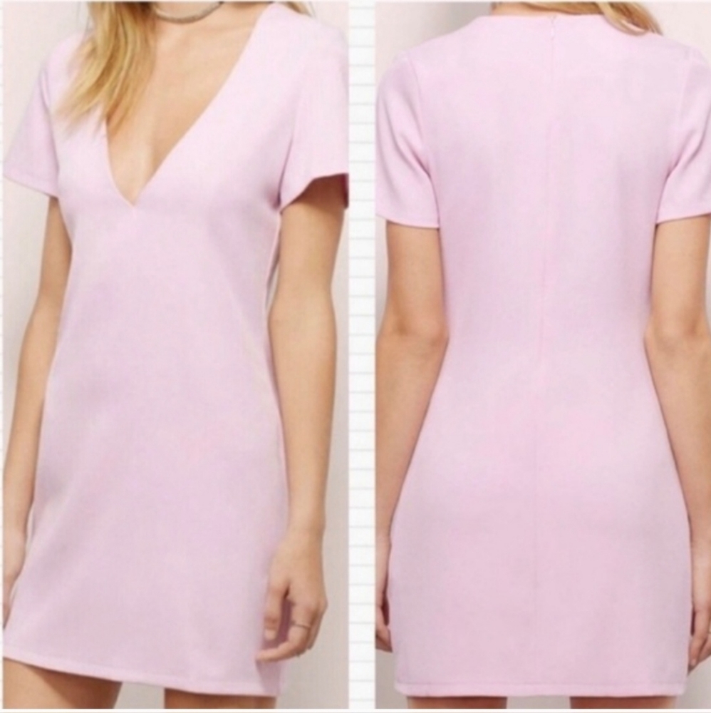 TOBI Womens Pink V-NeckPlunge Sheath Mini Dress  New with tags small Barbie like